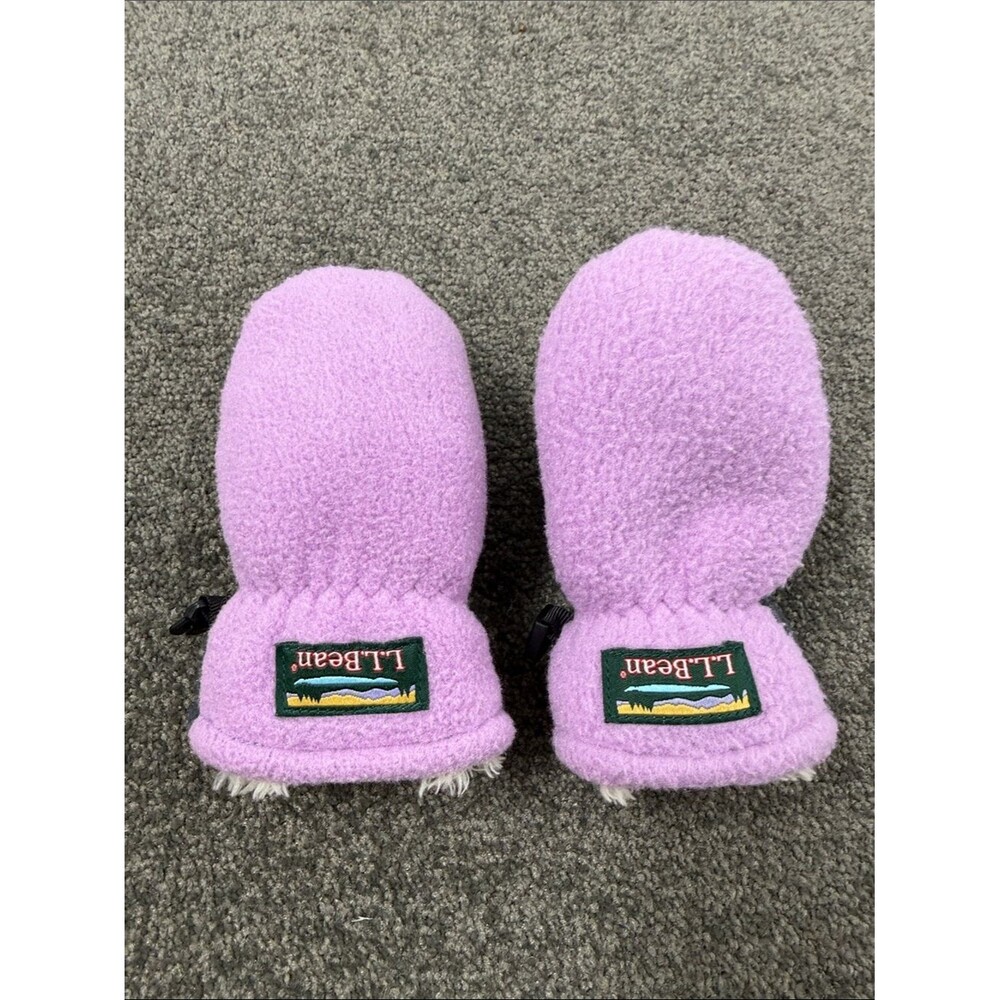L.L. Bean Mittens Toddler Kids 12-24 months Light Purple Navy Fleece Snow Winter